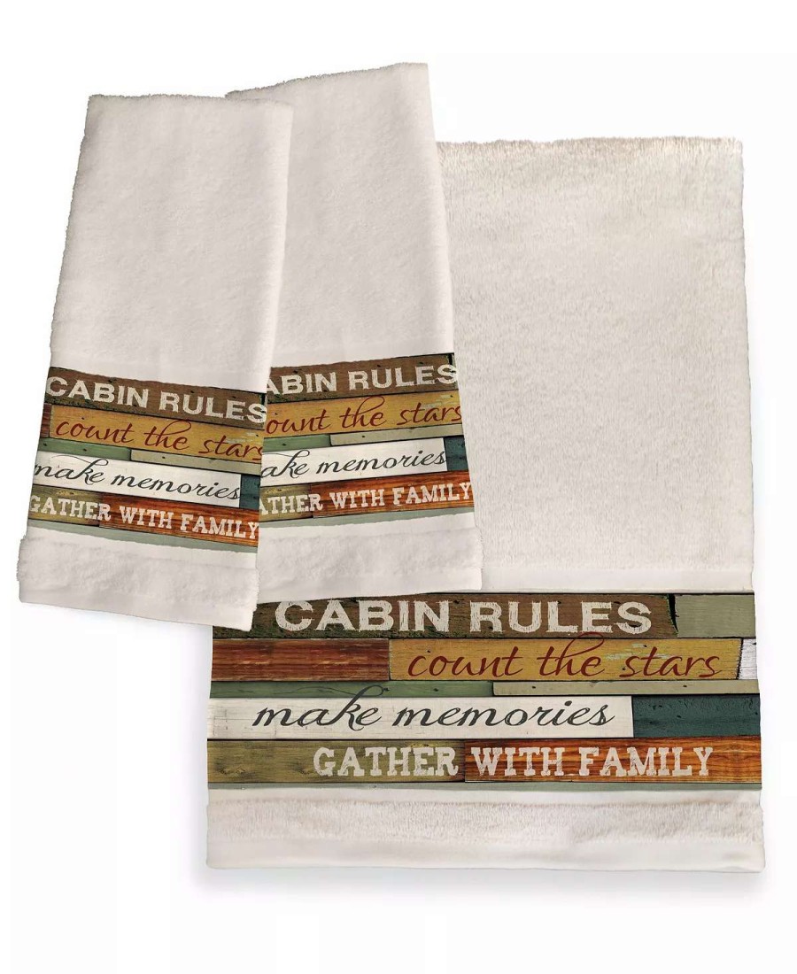 Bath Towels * | Laural Home Cabin Rules Bath Towel Wht/Rules