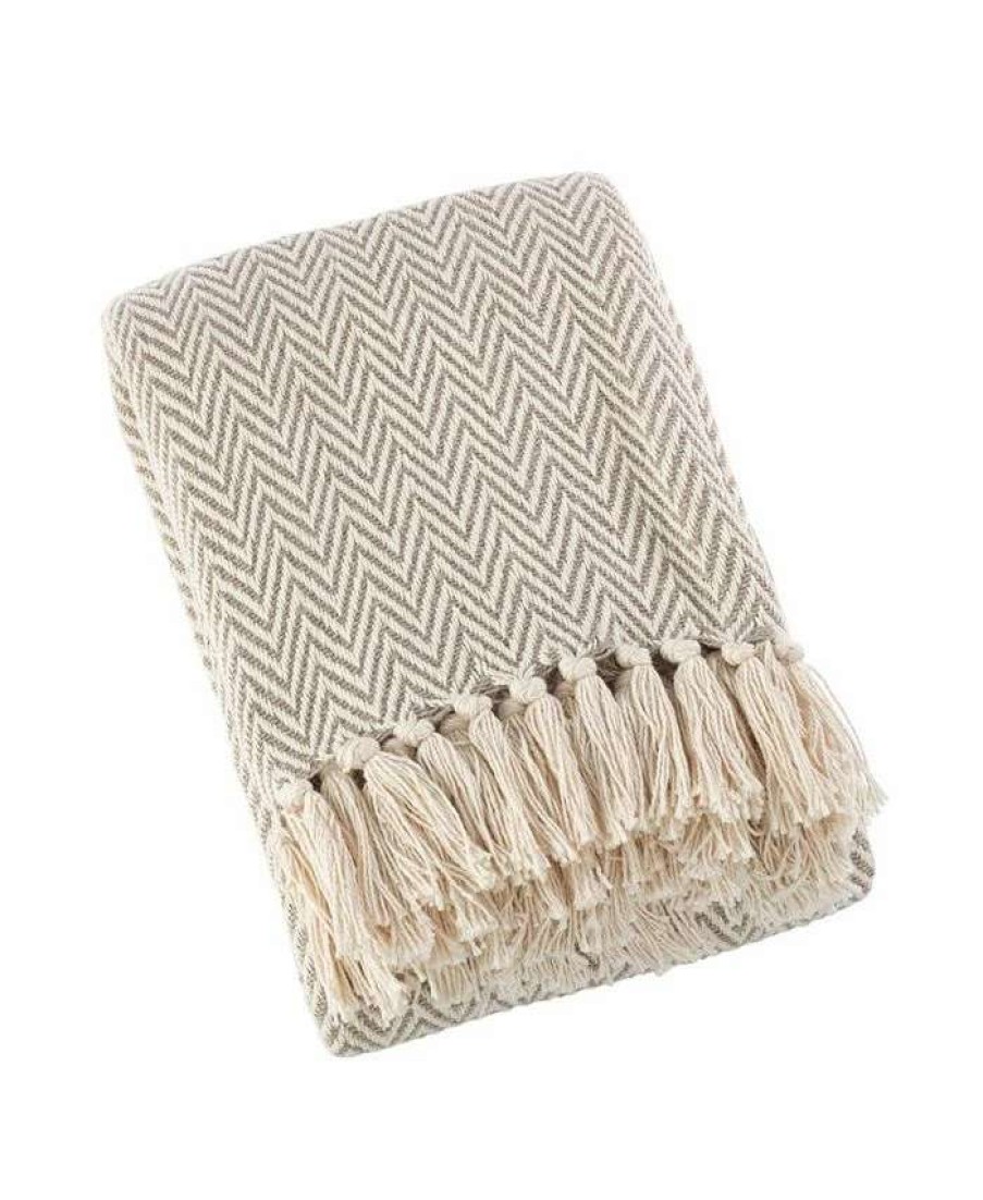 Blankets & Throws * | Saro Lifestyle Chevron Throw Natural