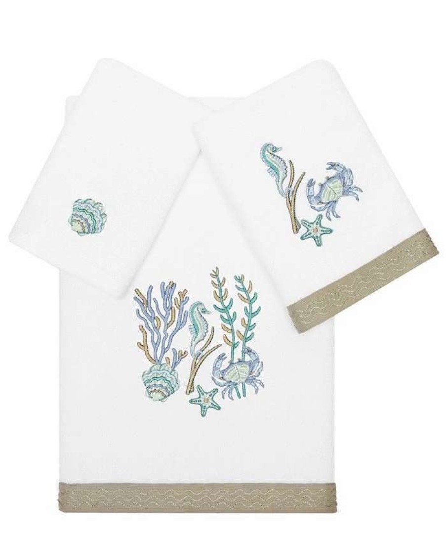 Bath Towels * | Linum Home Textiles Turkish Cotton Aaron Embellished Towel Set, 3 Piece