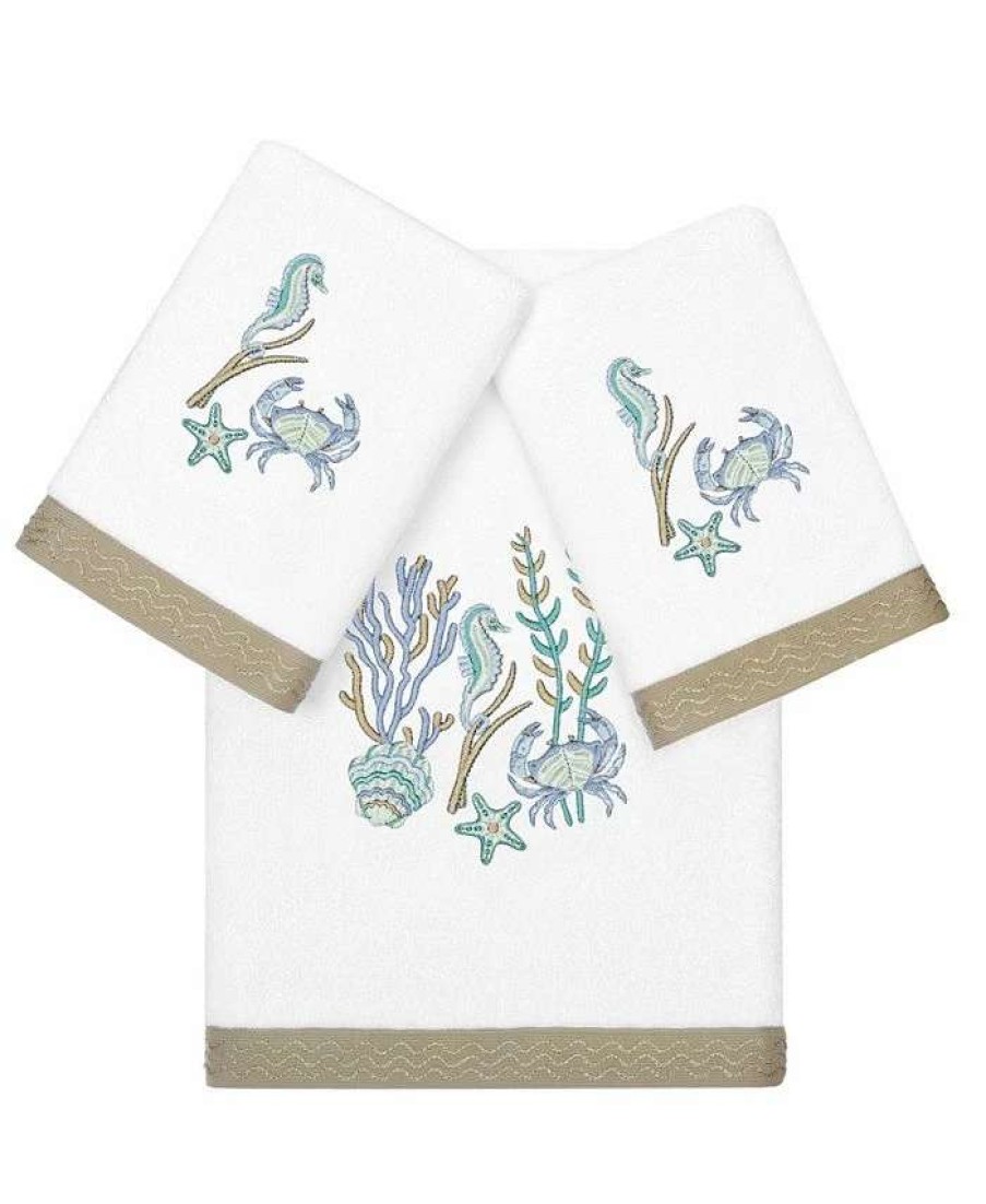 Bath Towels * | Linum Home Textiles Turkish Cotton Aaron Embellished Towel Set, 3 Piece