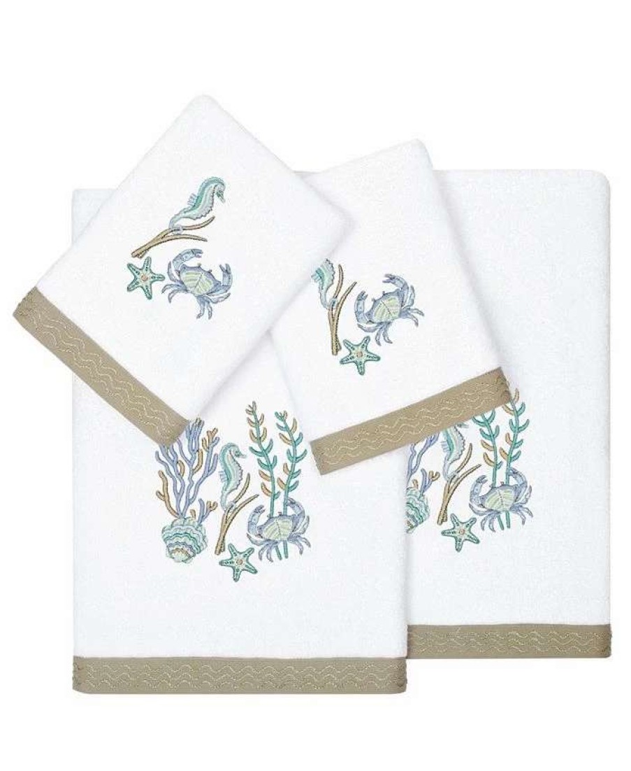 Bath Towels * | Linum Home Textiles Turkish Cotton Aaron Embellished Towel Set, 4 Piece