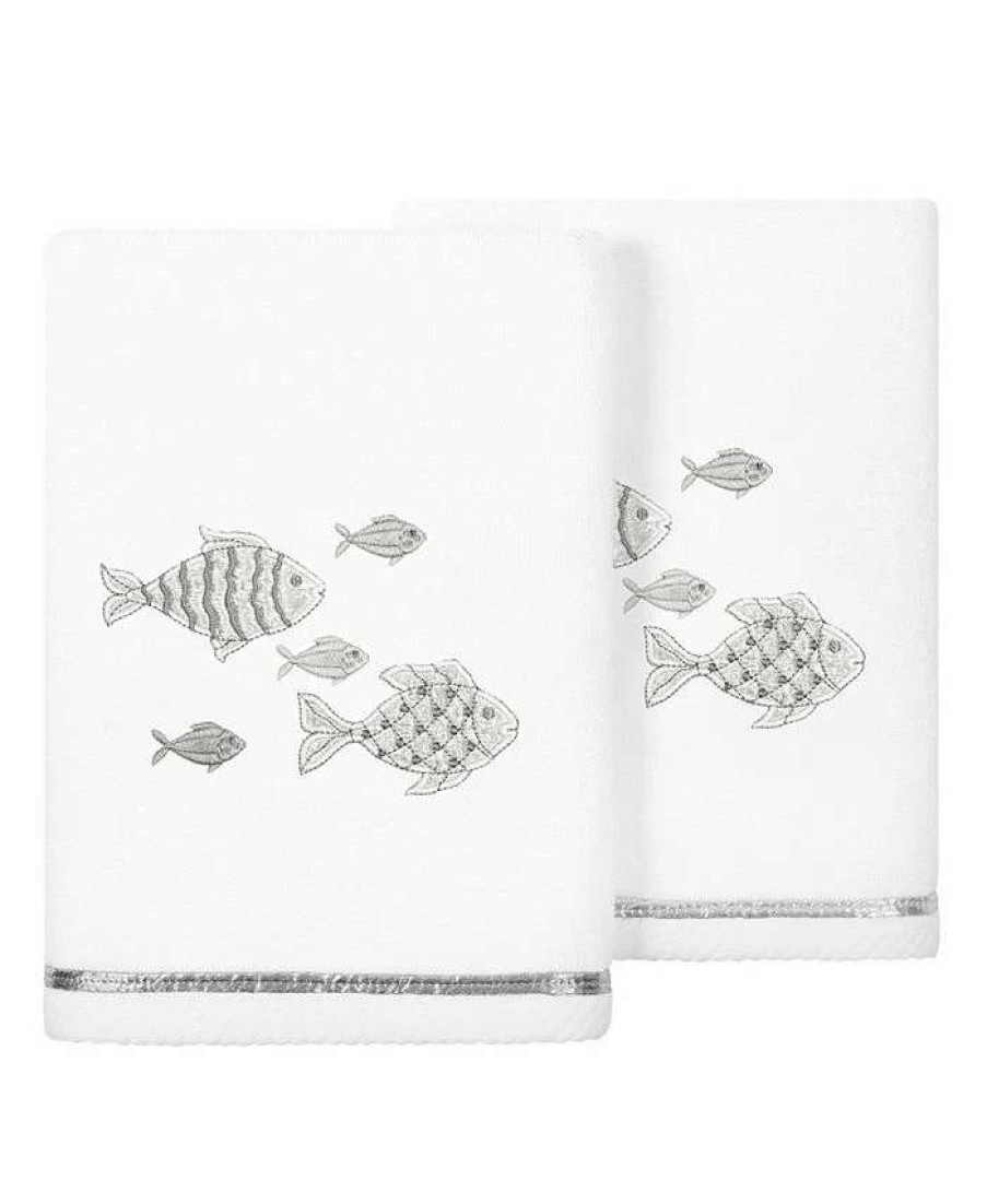 Bath Towels * | Linum Home Textiles Turkish Cotton Figi Embellished Hand Towel Set, 2 Piece