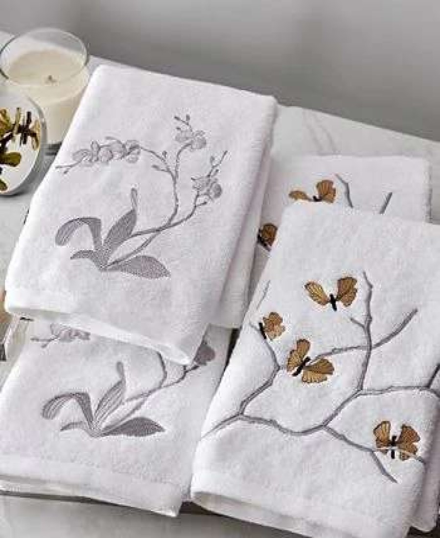 Bath Towels * | Michael Aram Orchid Embroidered Towel Set, 2 Pieces Gray