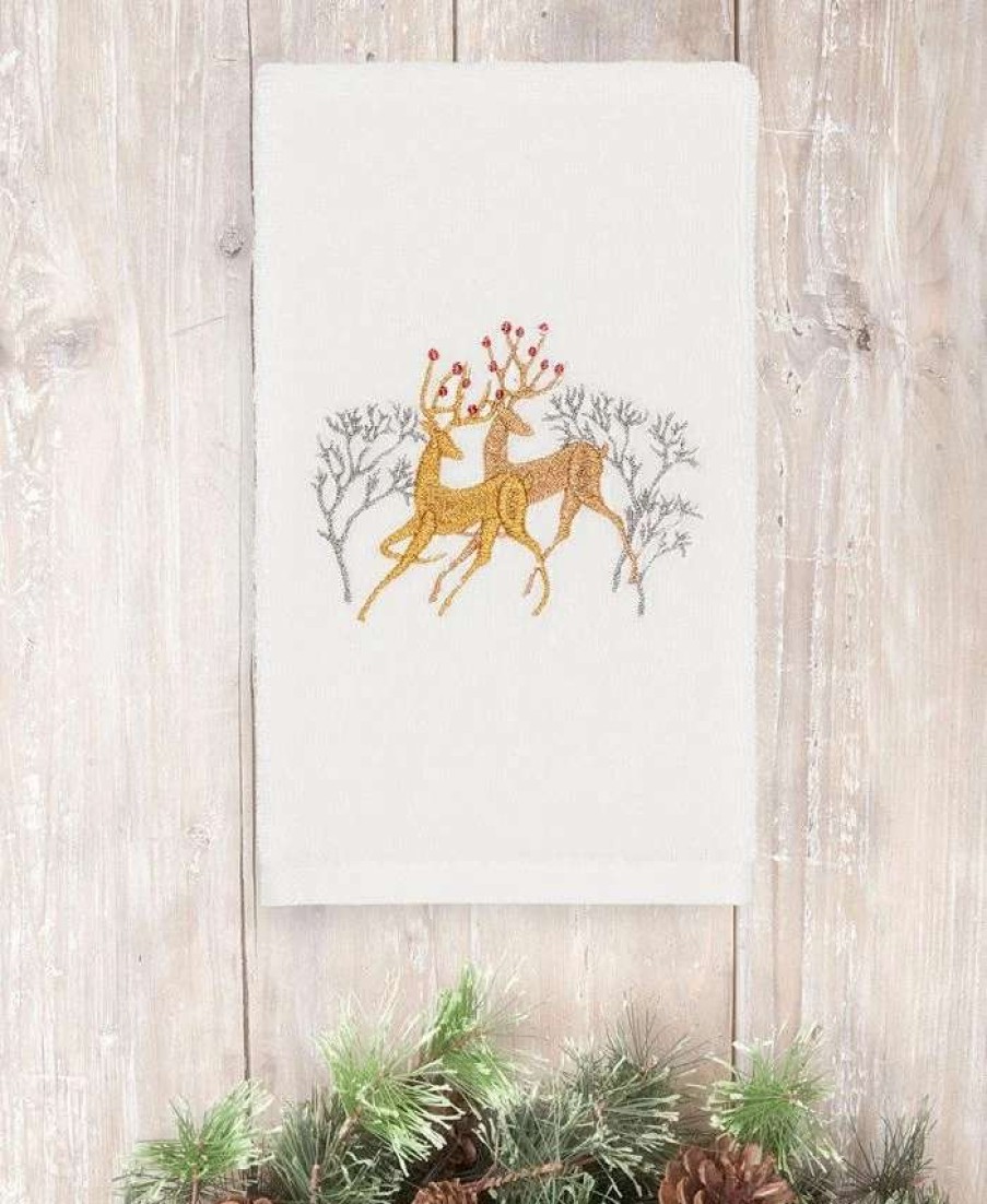 Bath Towels * | Linum Home Christmas Deer 100% Turkish Cotton Hand Towels