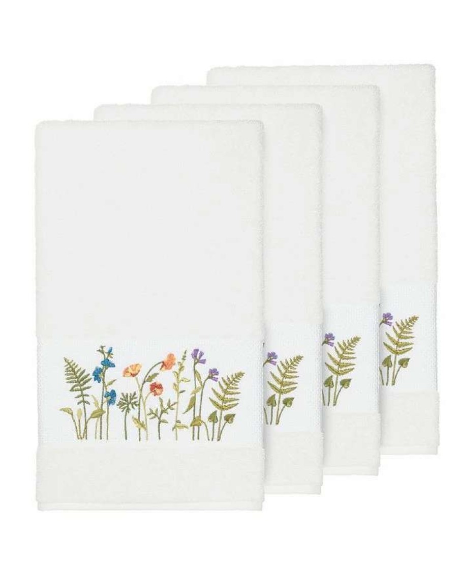 Bath Towels * | Linum Home Turkish Cotton Serenity 4-Pc. Embellished Bath Towel Set