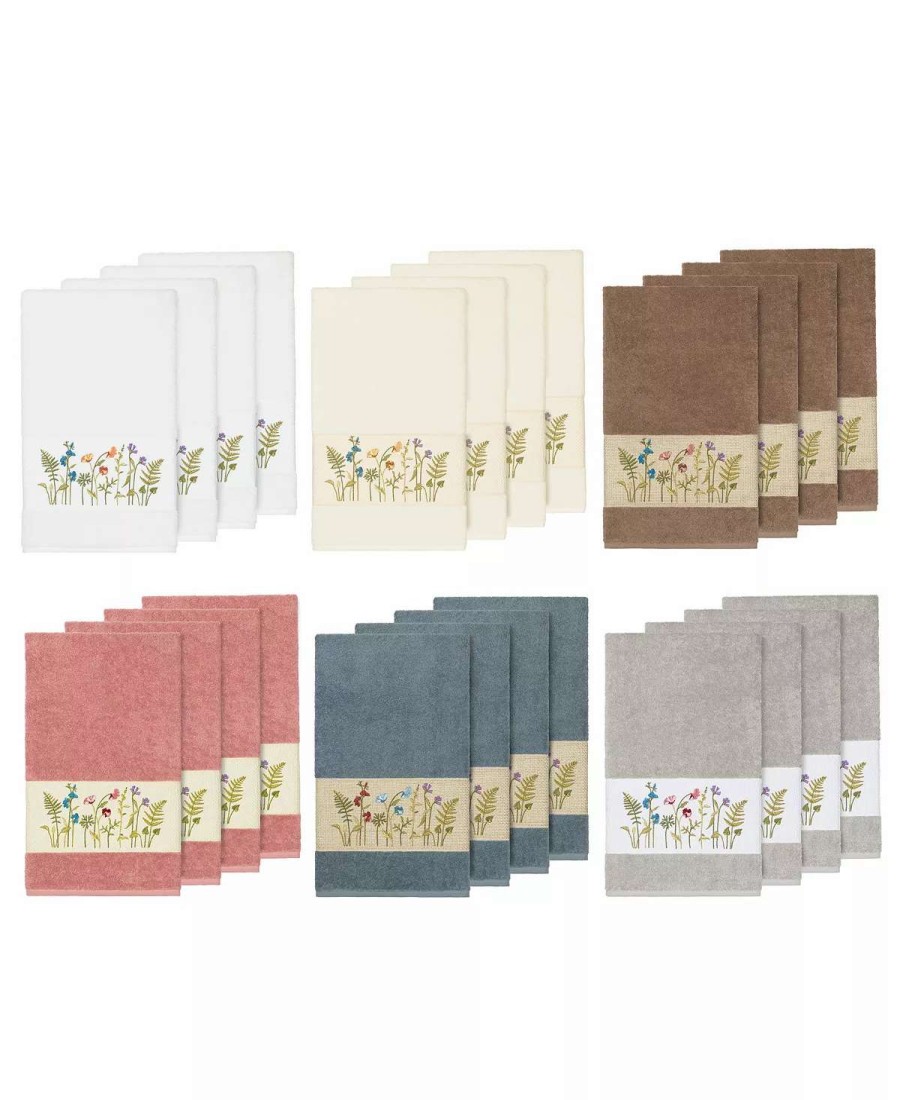 Bath Towels * | Linum Home Turkish Cotton Serenity 4-Pc. Embellished Bath Towel Set