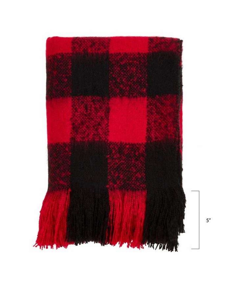 Blankets & Throws * | Saro Lifestyle Buffalo Plaid Throw Red