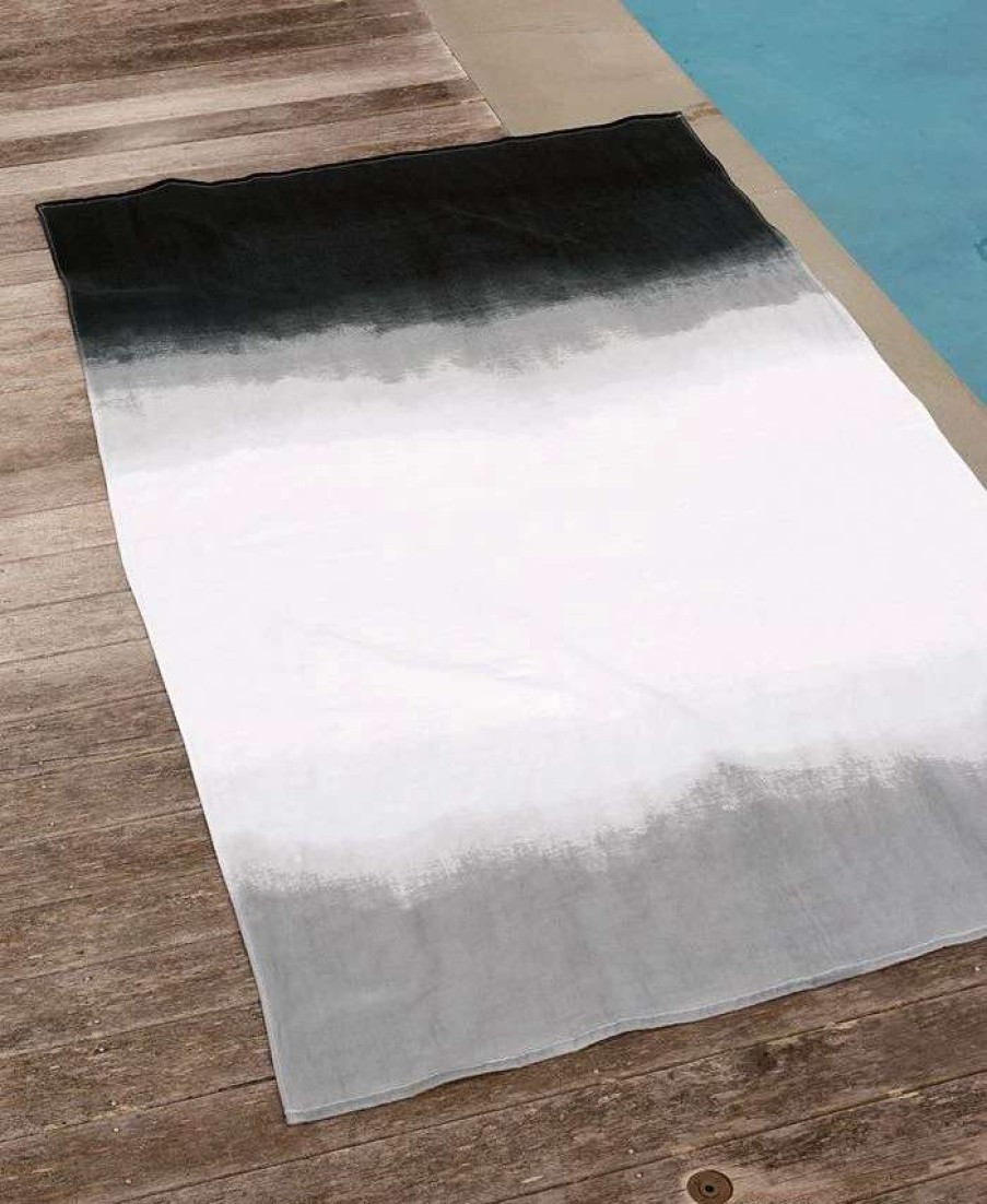 Bath Towels * | Michael Aram Dip Dye Ombre 100% Cotton Beach Towel Black