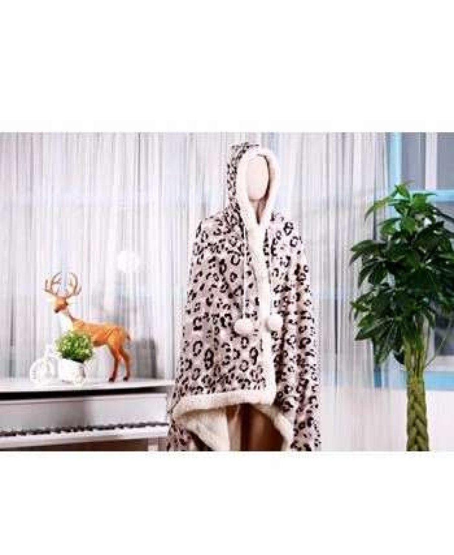 Blankets & Throws * | Chic Home Leopard 51 71 Hooded Snuggle