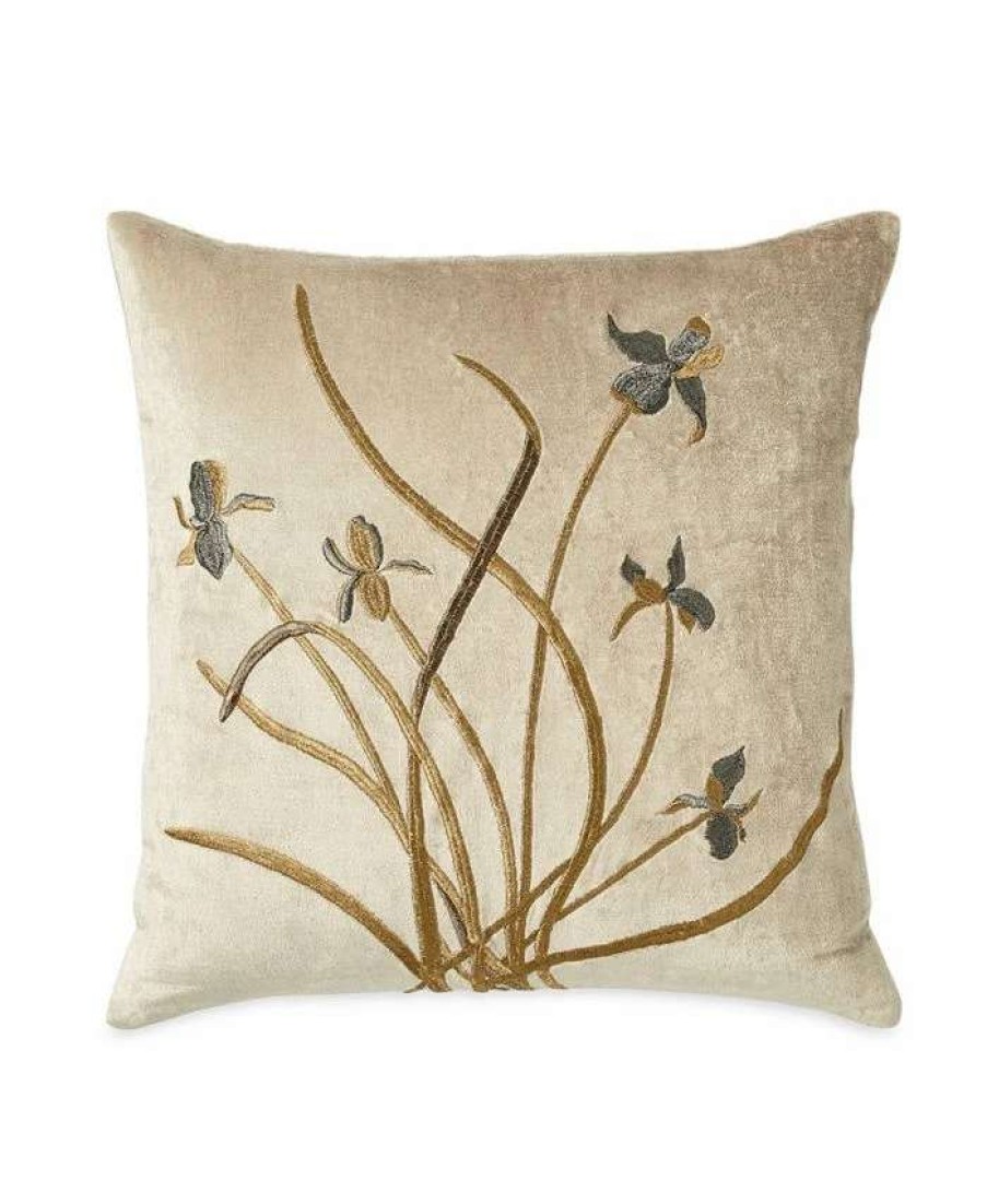 Designer Bedding * | Michael Aram Iris Embroidered Velvet Decorative Pillow 18 X 18