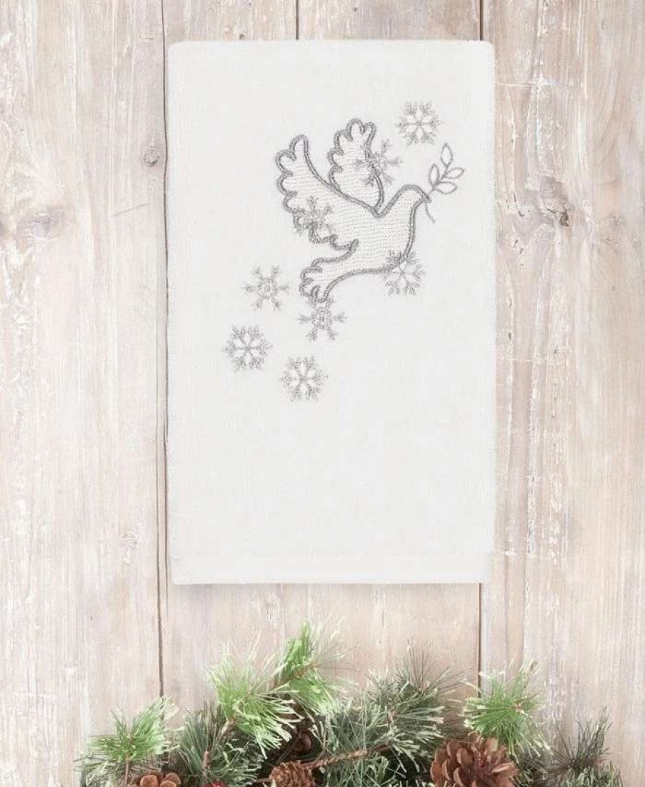 Bath Towels * | Linum Home Christmas Dove 100% Turkish Cotton Hand Towels