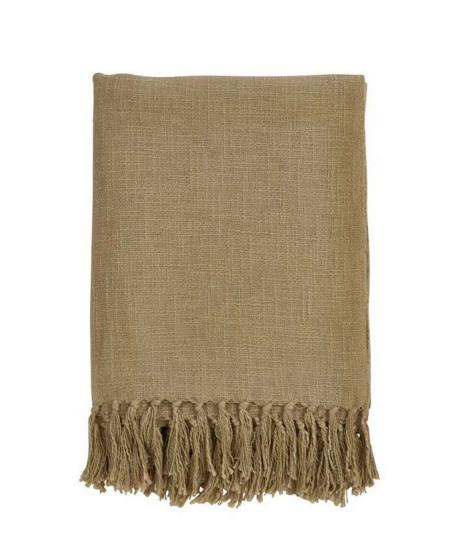 Blankets & Throws * | Saro Lifestyle D Color Throw Khaki