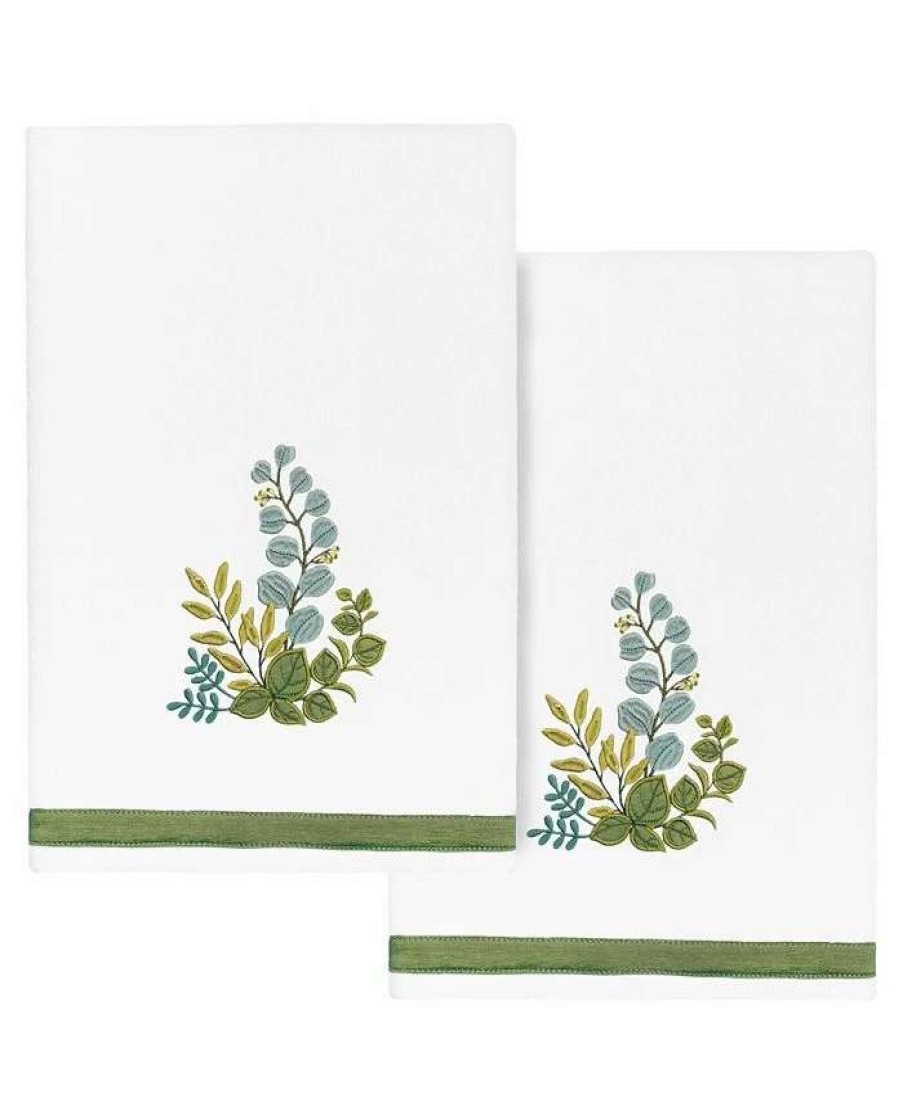 Bath Towels * | Linum Home Textiles Turkish Cotton Botanica Embellished Bath Towel Set, 2 Piece